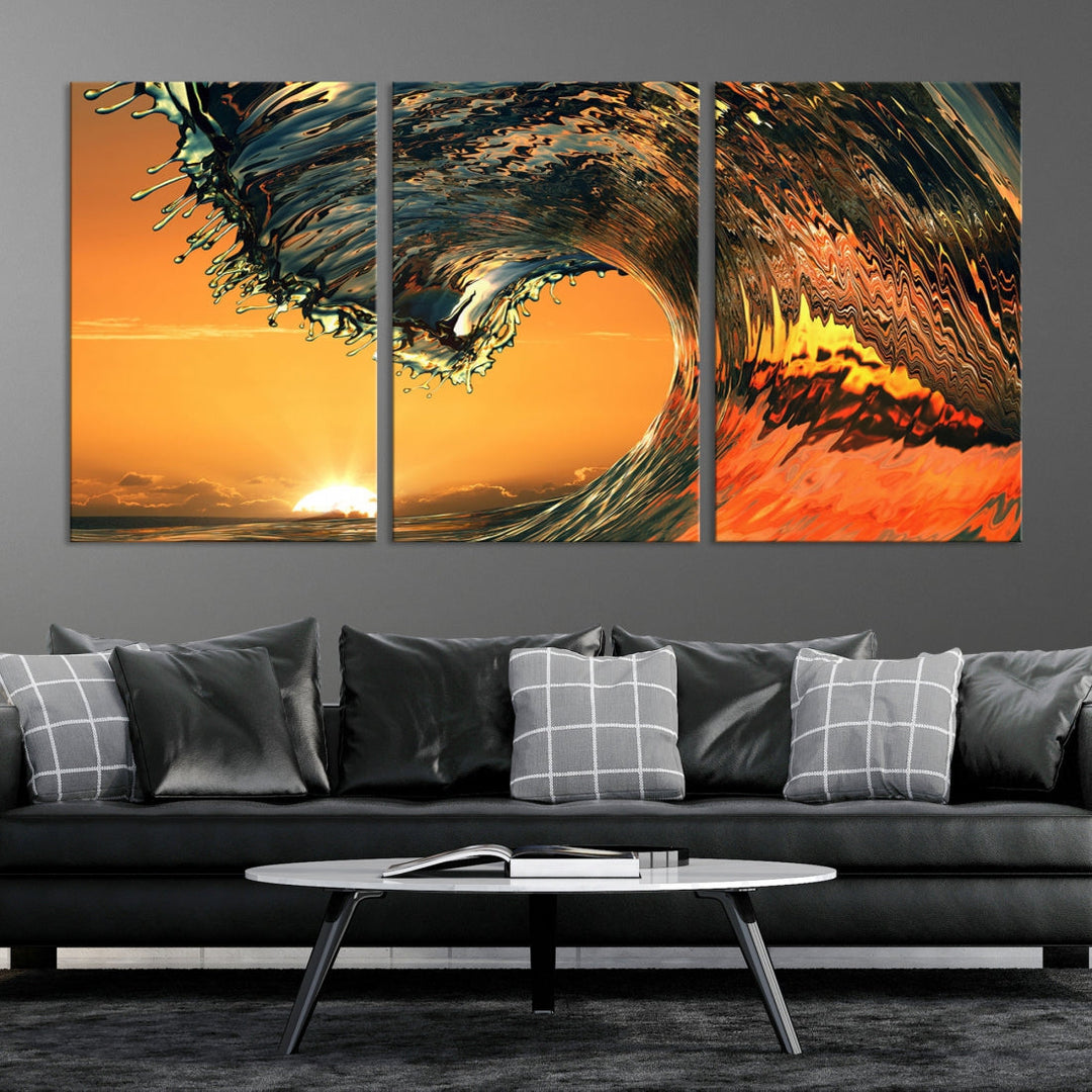 Excellent Shot of Ocean Wave Rip Curl Surf Wall Decor Canvas Print Framed