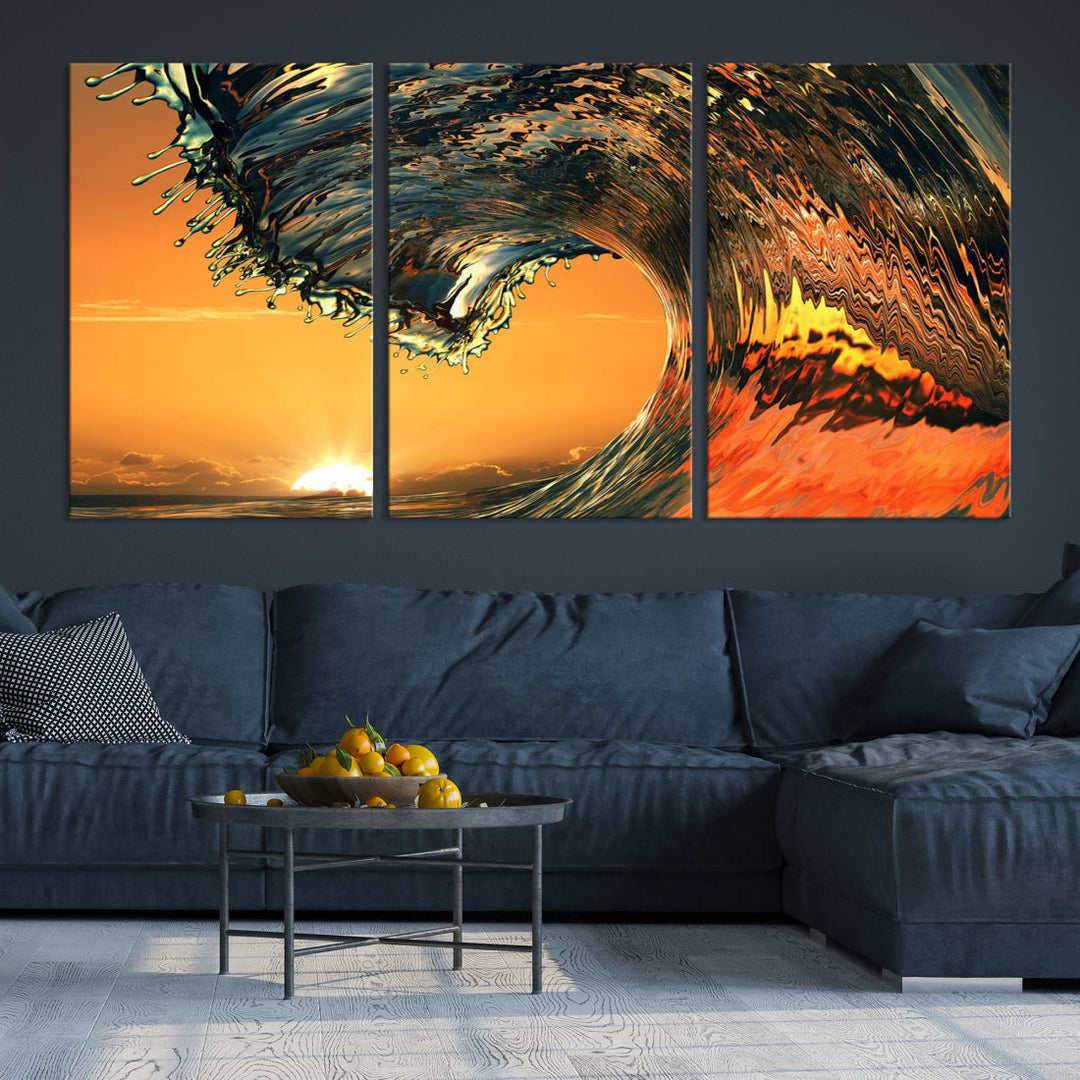 Excellent Shot of Ocean Wave Rip Curl Surf Wall Decor Canvas Print Framed