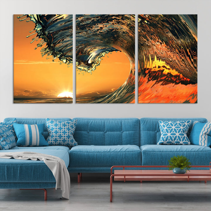 Excellent Shot of Ocean Wave Rip Curl Surf Wall Decor Canvas Print Framed