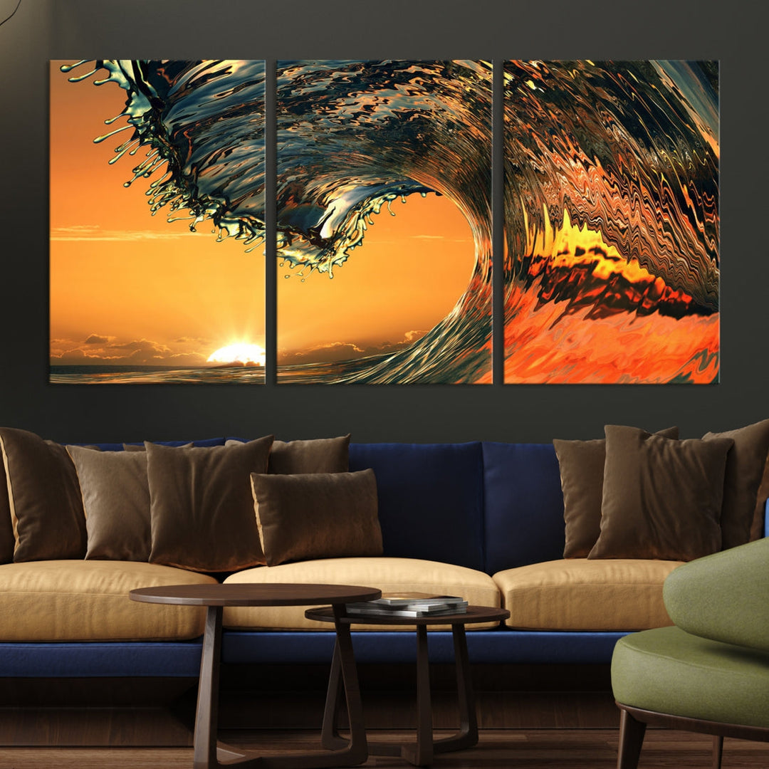 Excellent Shot of Ocean Wave Rip Curl Surf Wall Decor Canvas Print Framed