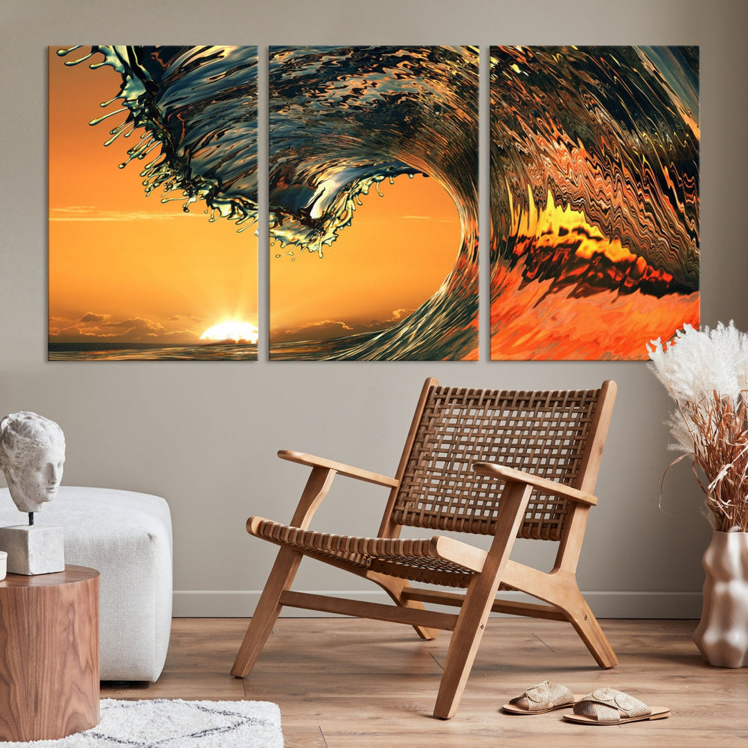 Excellent Shot of Ocean Wave Rip Curl Surf Wall Decor Canvas Print Framed