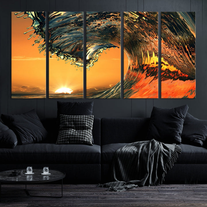 Excellent Shot of Ocean Wave Rip Curl Surf Wall Decor Canvas Print Framed