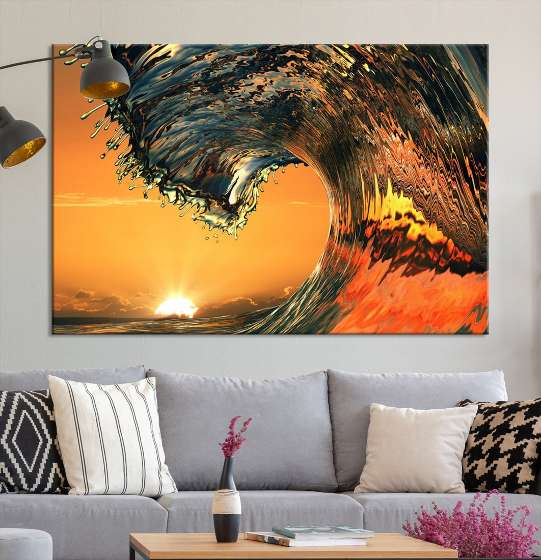 Excellent Shot of Ocean Wave Rip Curl Surf Wall Decor Canvas Print Framed