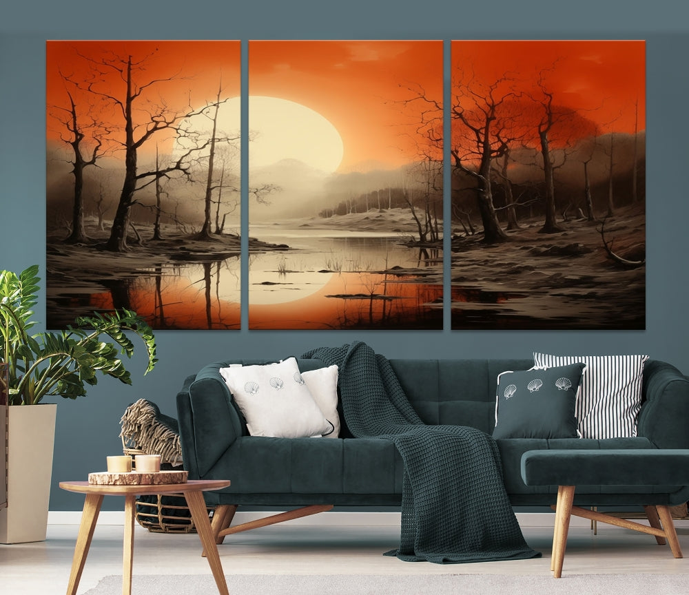 Extra Large Abstract Landscape Painting Framed Wall Art Canvas Print