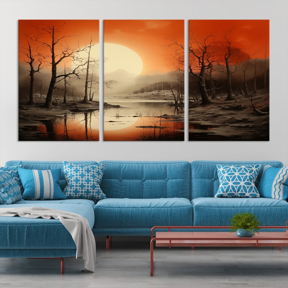 Extra Large Abstract Landscape Painting Framed Wall Art Canvas Print