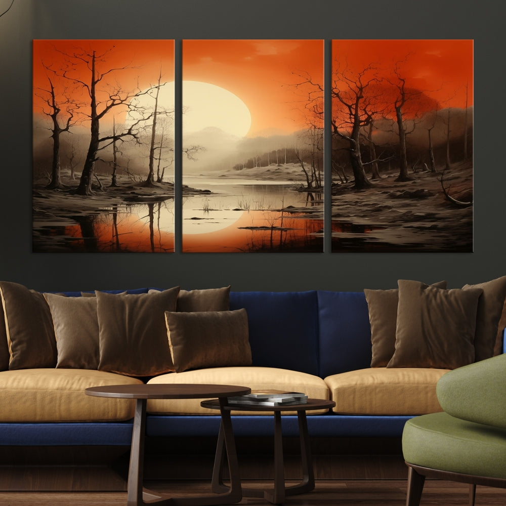 Extra Large Abstract Landscape Painting Framed Wall Art Canvas Print