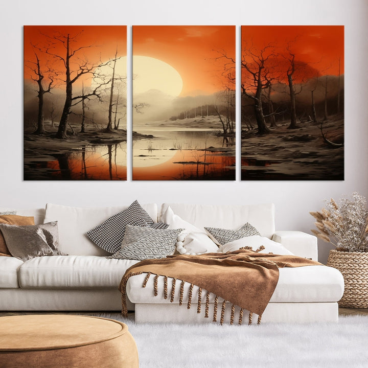 Extra Large Abstract Landscape Painting Framed Wall Art Canvas Print