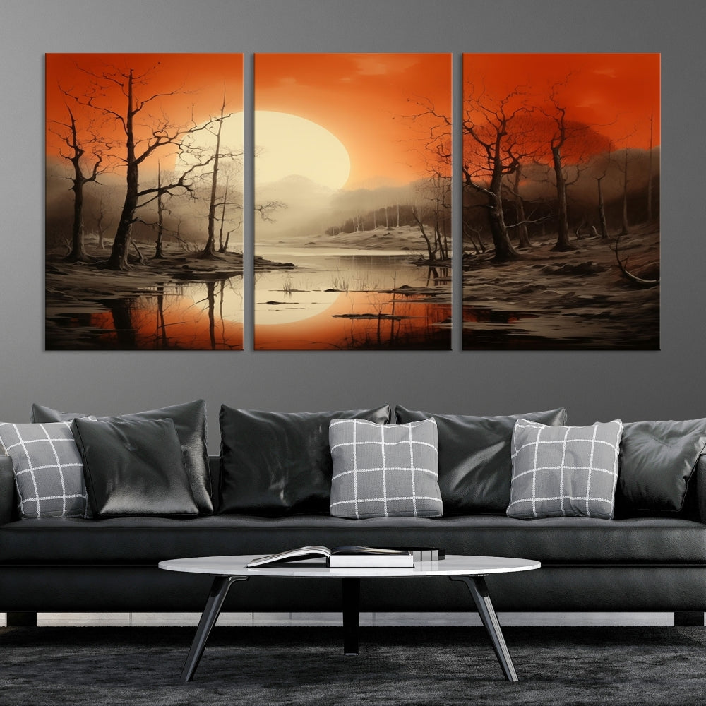 Extra Large Abstract Landscape Painting Framed Wall Art Canvas Print