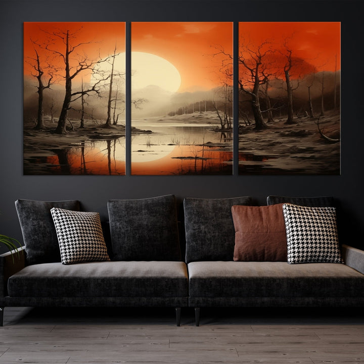 Extra Large Abstract Landscape Painting Framed Wall Art Canvas Print