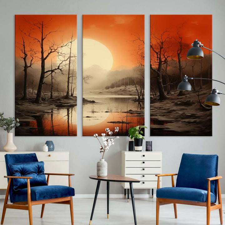 Extra Large Abstract Landscape Painting Framed Wall Art Canvas Print