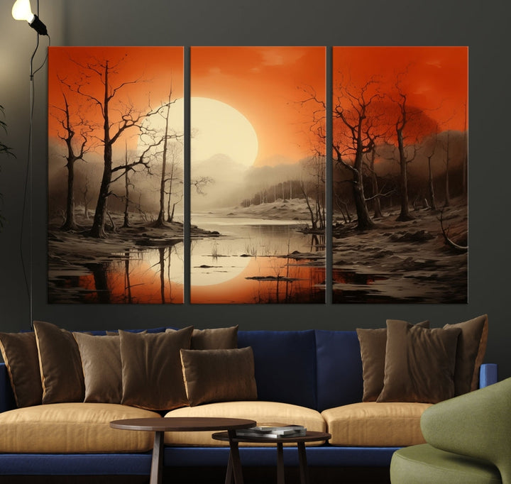 Extra Large Abstract Landscape Painting Framed Wall Art Canvas Print