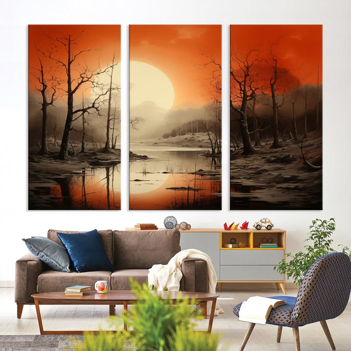 Extra Large Abstract Landscape Painting Framed Wall Art Canvas Print