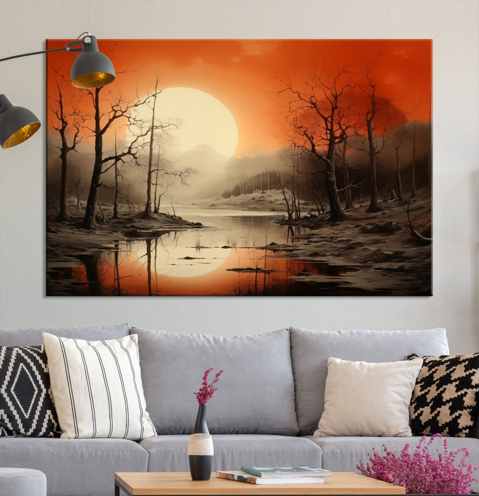 Extra Large Abstract Landscape Painting Framed Wall Art Canvas Print