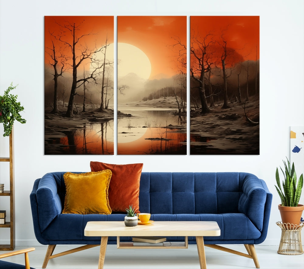 Extra Large Abstract Landscape Painting Framed Wall Art Canvas Print