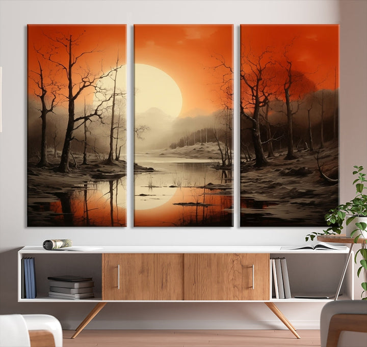 Extra Large Abstract Landscape Painting Framed Wall Art Canvas Print