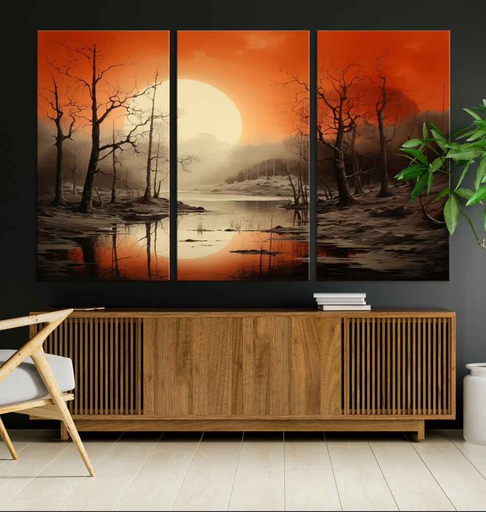 Extra Large Abstract Landscape Painting Framed Wall Art Canvas Print