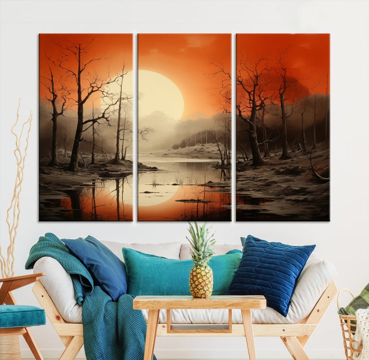 Extra Large Abstract Landscape Painting Framed Wall Art Canvas Print