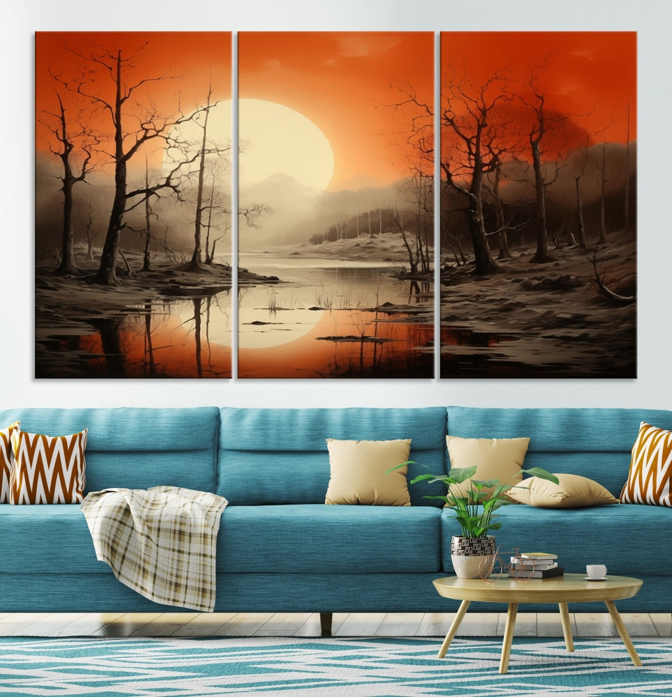 Extra Large Abstract Landscape Painting Framed Wall Art Canvas Print