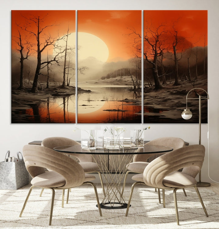 Extra Large Abstract Landscape Painting Framed Wall Art Canvas Print