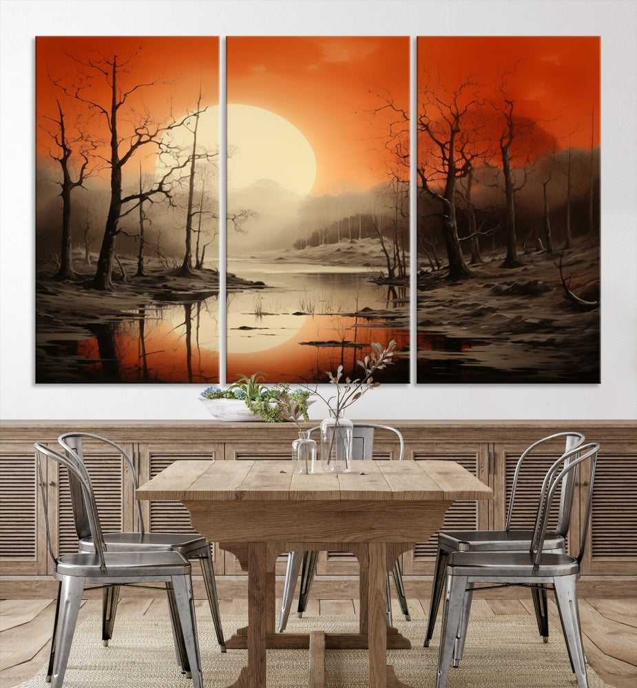 Extra Large Abstract Landscape Painting Framed Wall Art Canvas Print