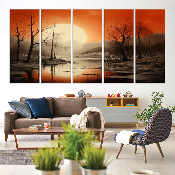 Extra Large Abstract Landscape Painting Framed Wall Art Canvas Print