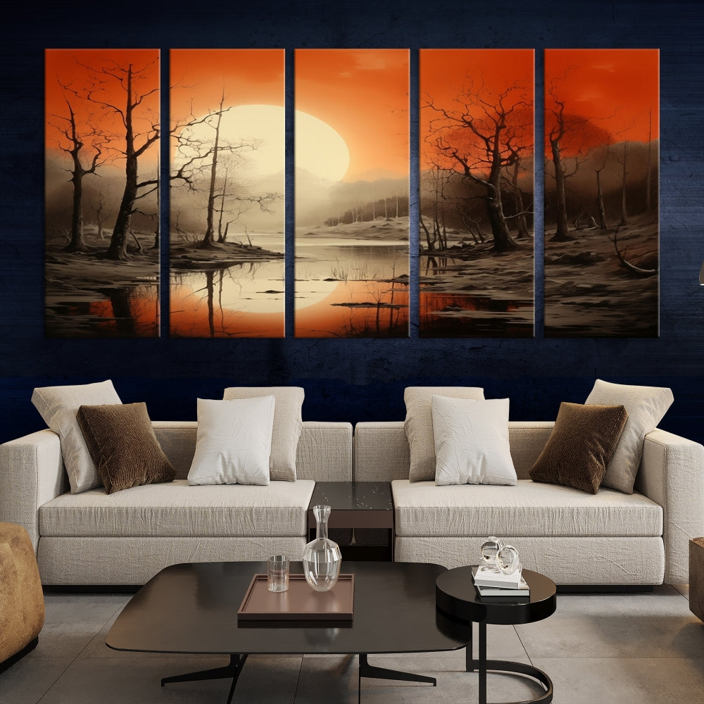 Extra Large Abstract Landscape Painting Framed Wall Art Canvas Print