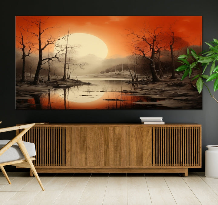 Extra Large Abstract Landscape Painting Framed Wall Art Canvas Print