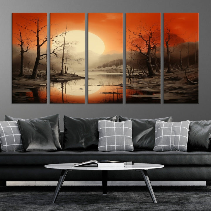 Extra Large Abstract Landscape Painting Framed Wall Art Canvas Print