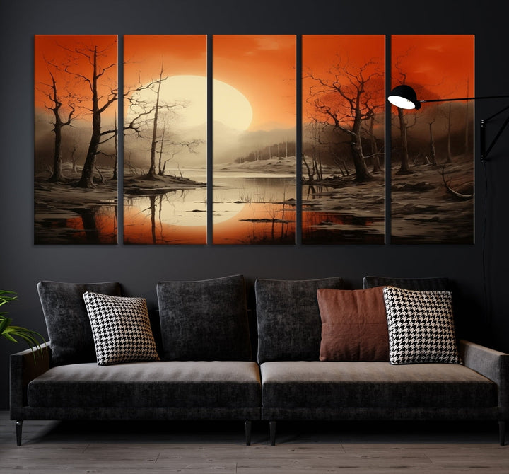 Extra Large Abstract Landscape Painting Framed Wall Art Canvas Print