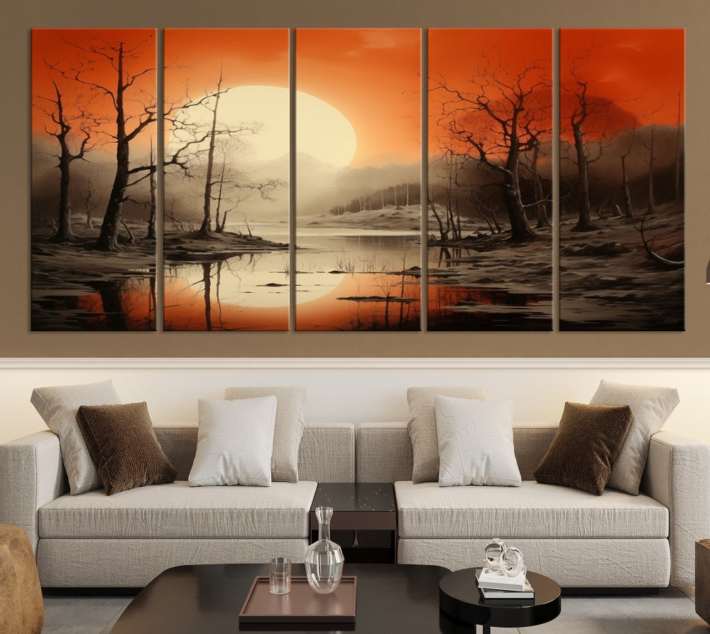 Extra Large Abstract Landscape Painting Framed Wall Art Canvas Print