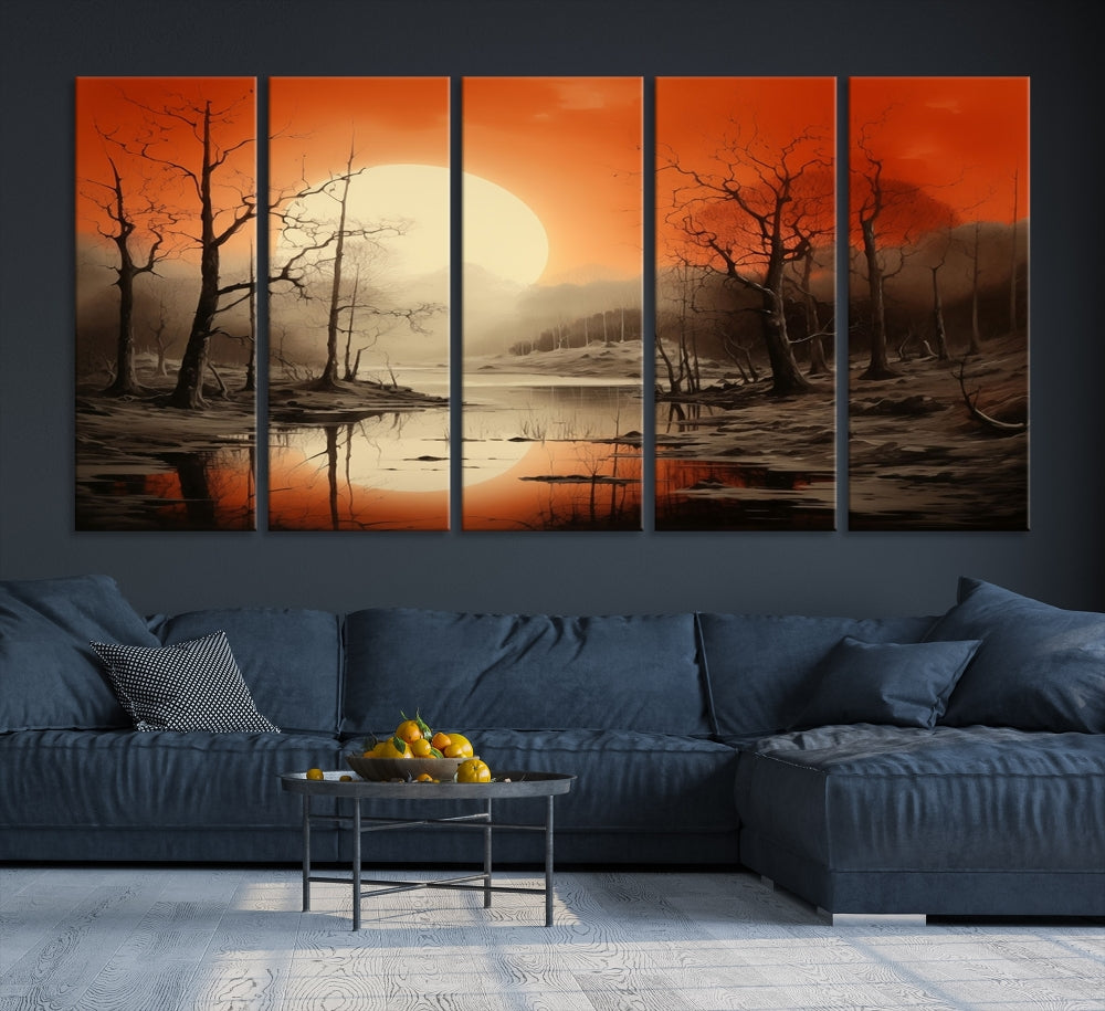 Extra Large Abstract Landscape Painting Framed Wall Art Canvas Print