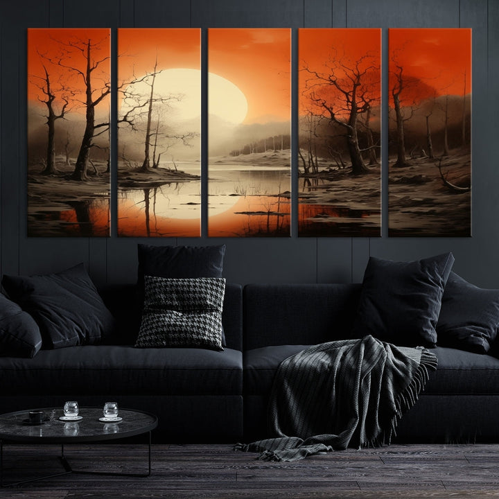 Extra Large Abstract Landscape Painting Framed Wall Art Canvas Print