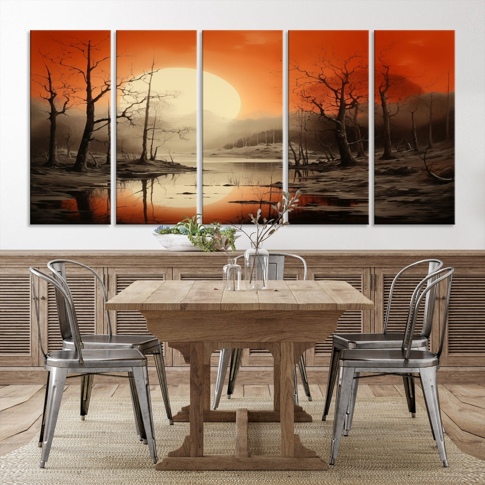 Extra Large Abstract Landscape Painting Framed Wall Art Canvas Print