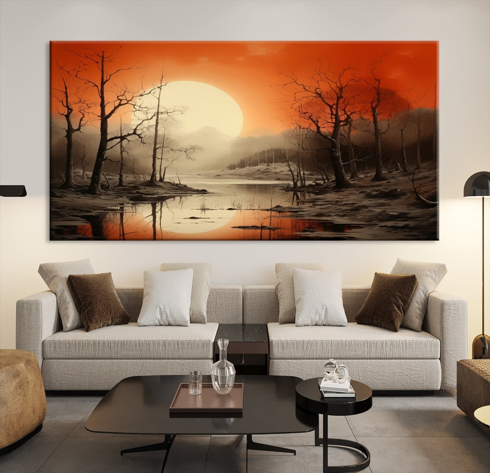 Extra Large Abstract Landscape Painting Framed Wall Art Canvas Print