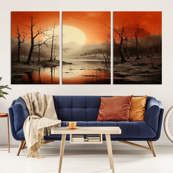 Extra Large Abstract Landscape Painting Framed Wall Art Canvas Print