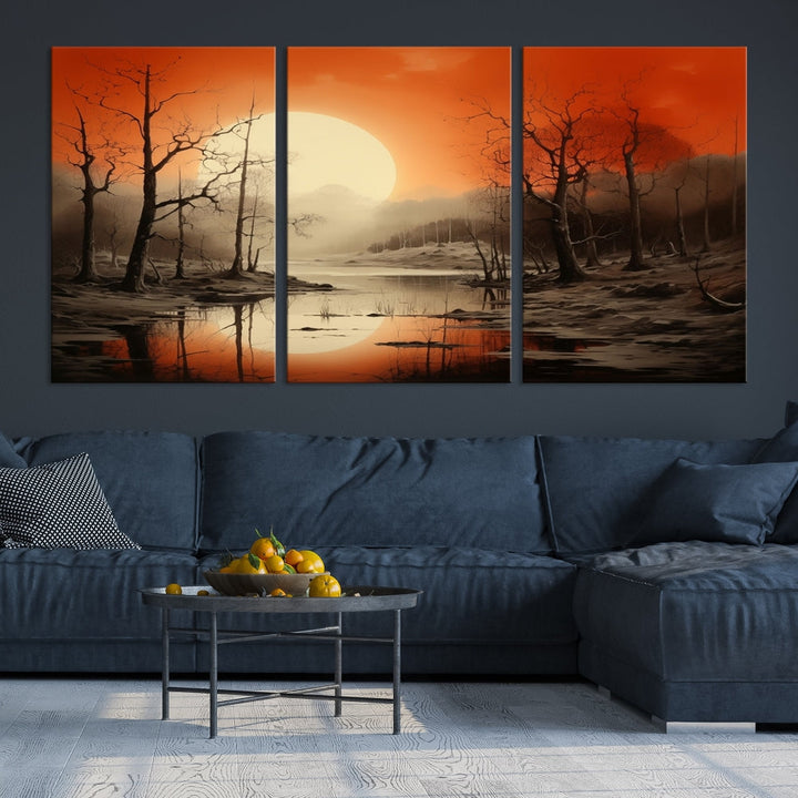 Extra Large Abstract Landscape Painting Framed Wall Art Canvas Print