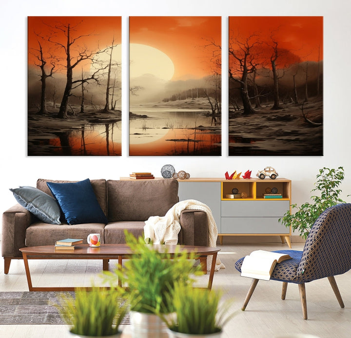 Extra Large Abstract Landscape Painting Framed Wall Art Canvas Print