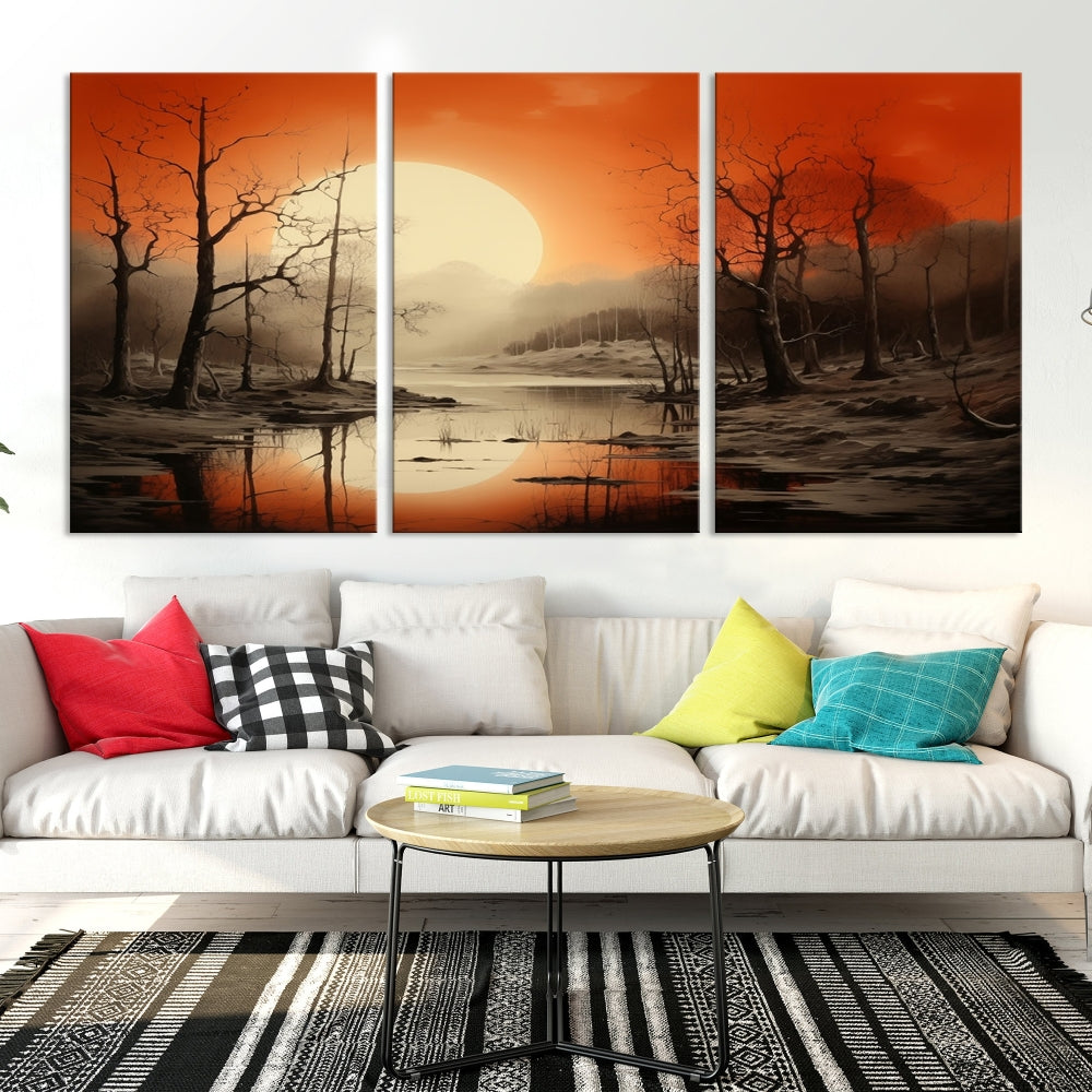 Extra Large Abstract Landscape Painting Framed Wall Art Canvas Print