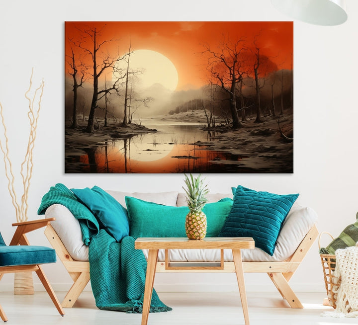 Extra Large Abstract Landscape Painting Framed Wall Art Canvas Print