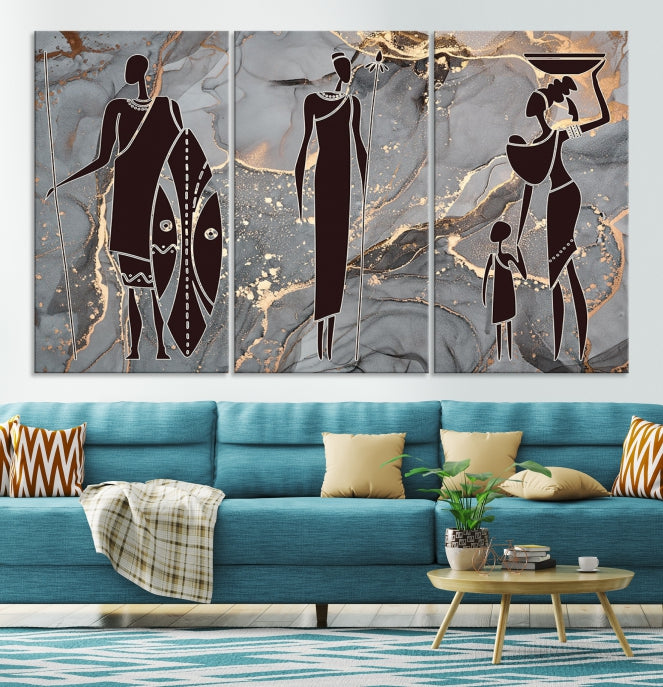 Extra Large African American Wall Art Modern Abstract Painting on Canvas Print