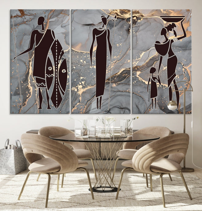 Extra Large African American Wall Art Modern Abstract Painting on Canvas Print