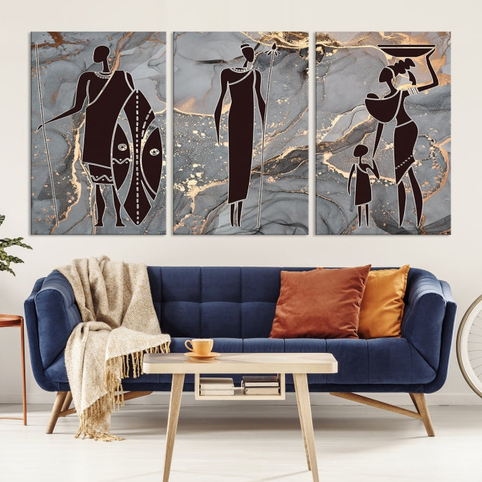 Extra Large African American Wall Art Modern Abstract Painting on Canvas Print