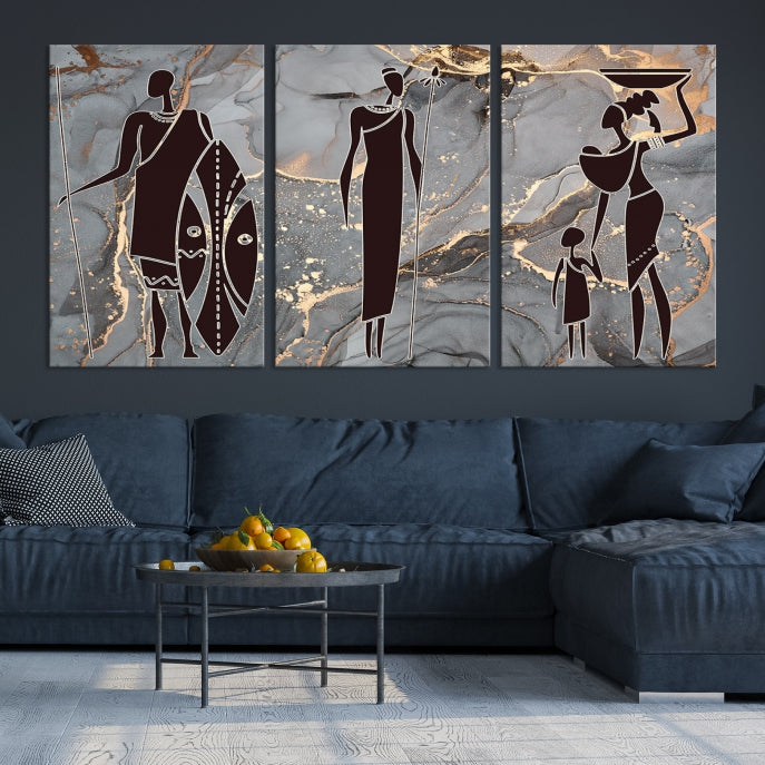 Extra Large African American Wall Art Modern Abstract Painting on Canvas Print