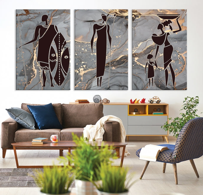 Extra Large African American Wall Art Modern Abstract Painting on Canvas Print