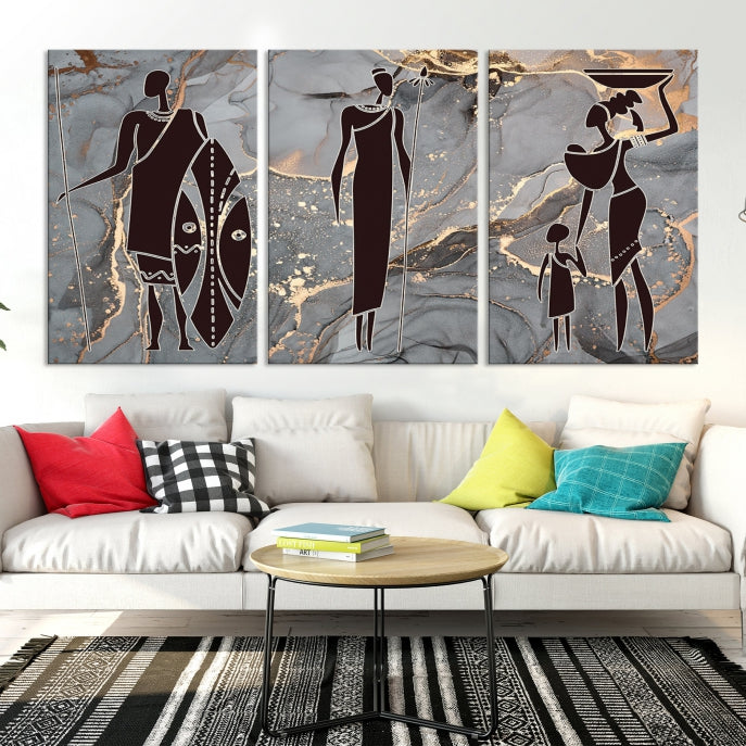 Extra Large African American Wall Art Modern Abstract Painting on Canvas Print