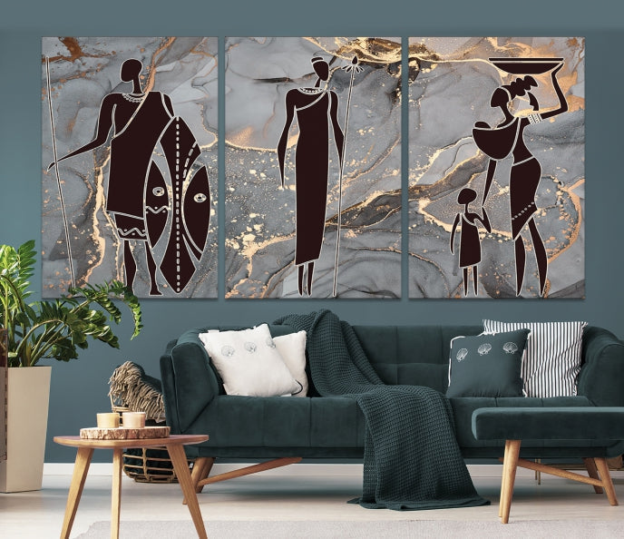 Extra Large African American Wall Art Modern Abstract Painting on Canvas Print