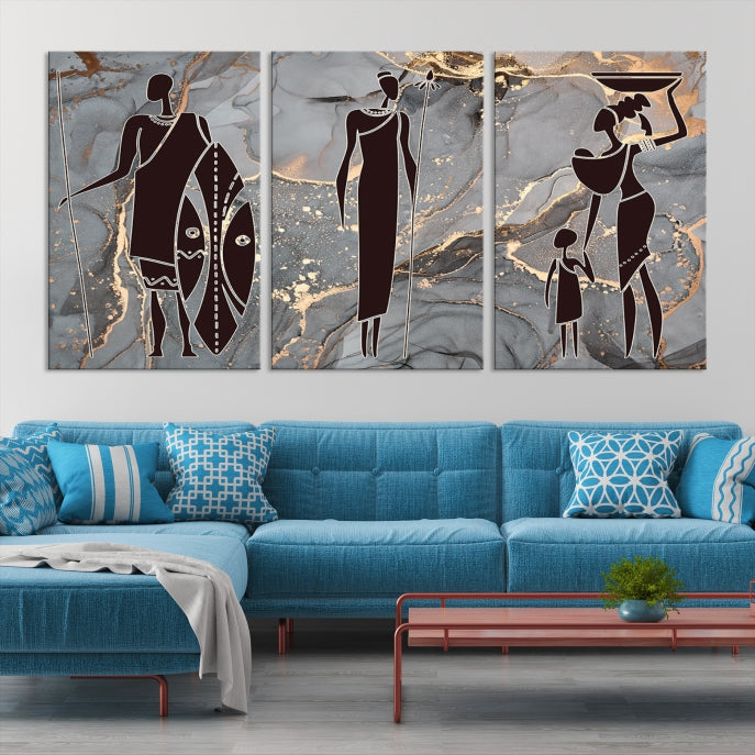 Extra Large African American Wall Art Modern Abstract Painting on Canvas Print