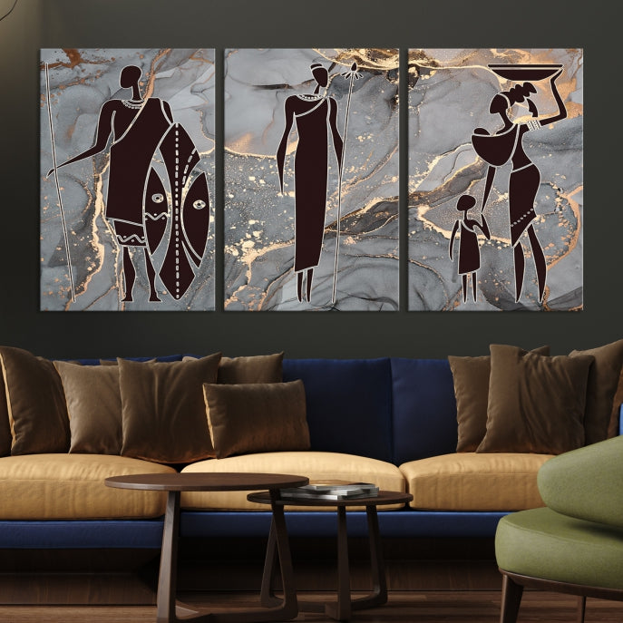 Extra Large African American Wall Art Modern Abstract Painting on Canvas Print