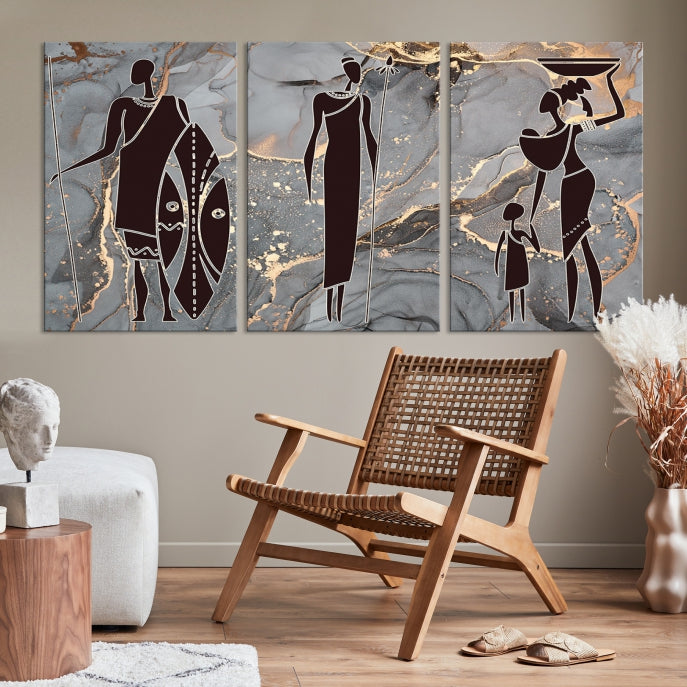 Extra Large African American Wall Art Modern Abstract Painting on Canvas Print