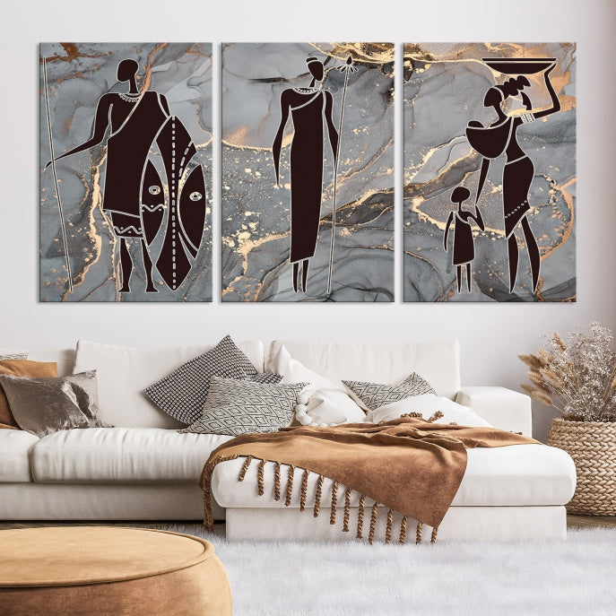 Extra Large African American Wall Art Modern Abstract Painting on Canvas Print